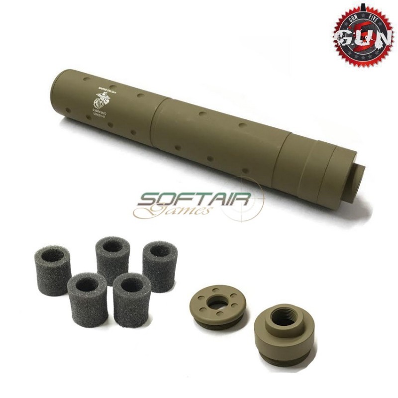 Silenziatore 14mm Ccw U.s. Marine Long Type 200mm Dark Earth Gun Five (gf-sil04-de)