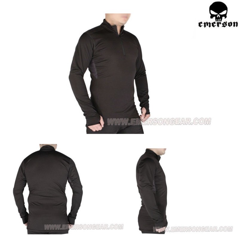 Maglia Termica Zip Version Breathable Workout Warm Black Emerson (em6808)