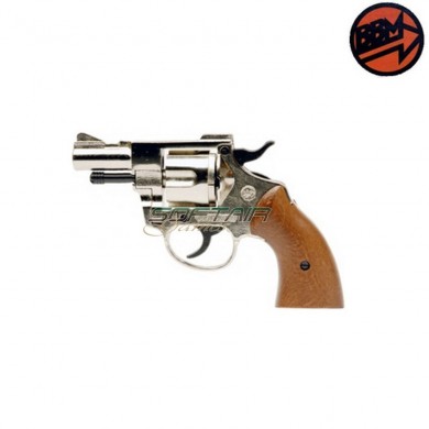 Blank Revolver Olimpyc Silver & Real Wood Caliber 9 Bruni (br-300n)
