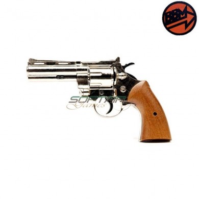 Blank Revolver Magnum Silver & Real Wood Caliber 380 Bruni (br-700n)