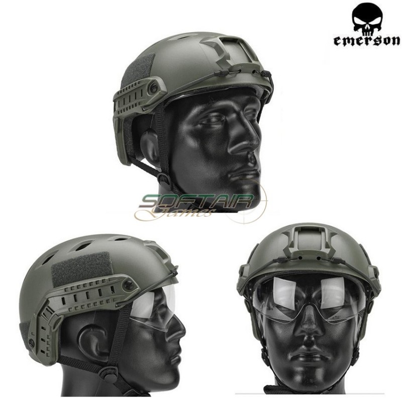Fast Base Jump Helmet Foliage Green With Google Emerson (em8818)