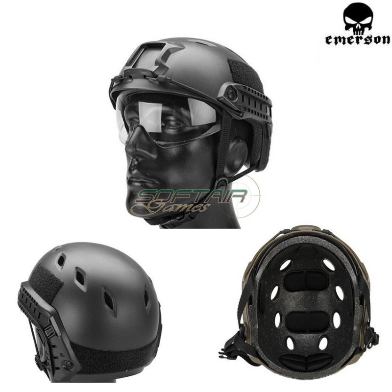 Fast Base Jump Helmet Black With Google Emerson (em8818b) Fast Base Jump Helmet Black With Google Emerson (em8818b)