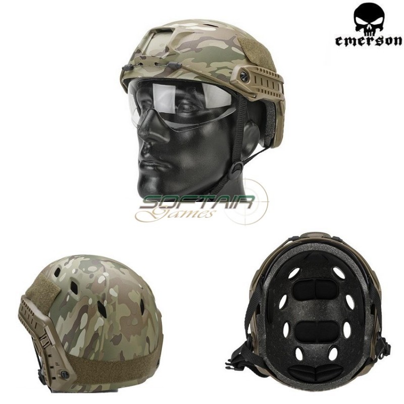 Elmetto Fast Base Jump Multicam Con Occhiale Emerson (em8818f)