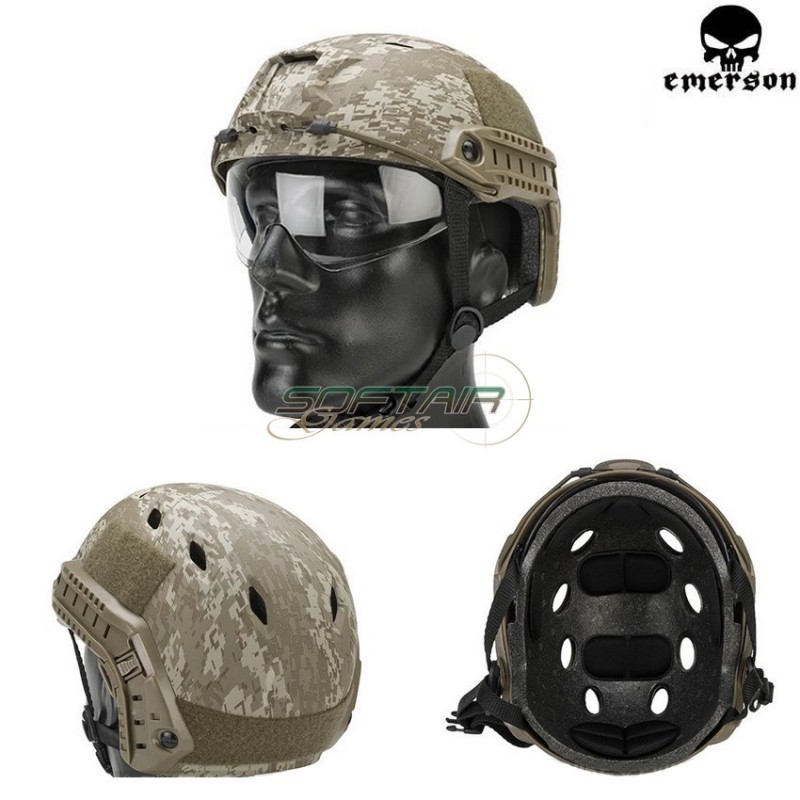 Elmetto Fast Base Jump Digital Desert Con Occhiale Emerson (em8818e)