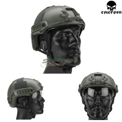 Fast Mh Helmet Foliage Green With Google Emerson (em8820)