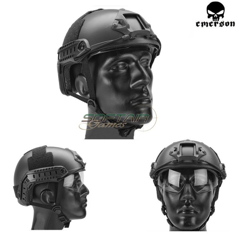 Elmetto Fast Mh Black Con Occhiale Emerson (em8820b)