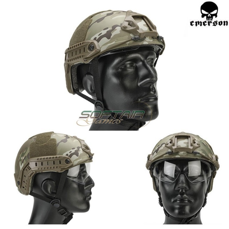 Elmetto Fast Mh Multicam Con Occhiale Emerson (em8820f) Elmetto Fast Mh Multicam Con Occhiale Emerson (em8820f)