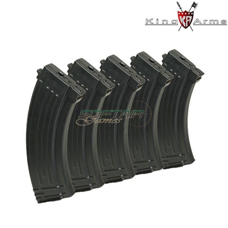Set 5 Mid-cap Magazines 110bb Black For Ak King Arms (ka-mag-07-v)