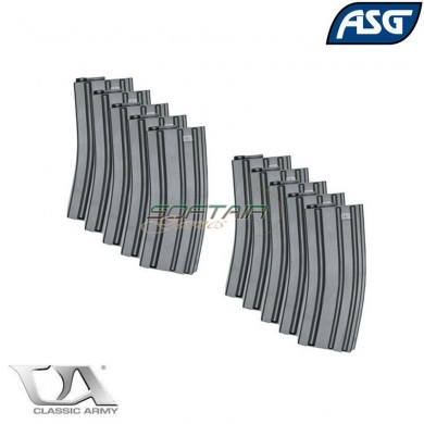 Set 10 Mid-cap Armalite Magazines 140bb Grey For M4/m16 Asg (asg-17284)