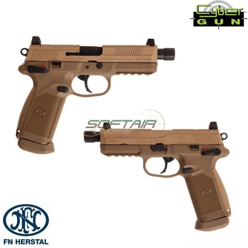Gbb Gas Pistol Fn Herstal Fnx-45 Tactical Dark Earth Blowback Cybergun (it200503)
