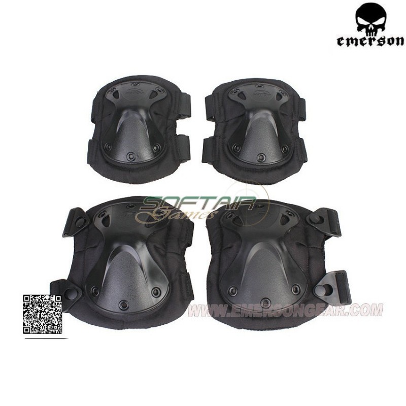 Set Elbow & Knee Black Hatch Type Tactical Takpad Emerson (em7051)