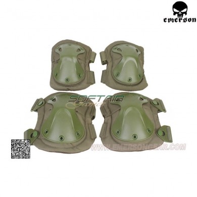 Set Ginocchiere & Gomitiere Olive Drab Hatch Type Tactical Takpad Emerson (em7053)