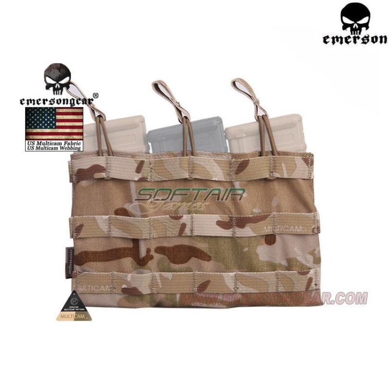Triple Fast Open 5.56 Multicam® Arid Genuine Usa Pouch Emerson (em6356mcad)