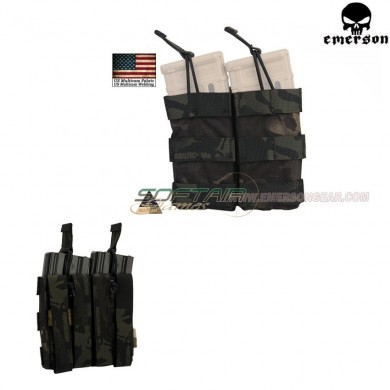 Double 5.56 Open Top Magazine Pouch Multicam® Black Genuine Usa Emerson (em6354mcbk)