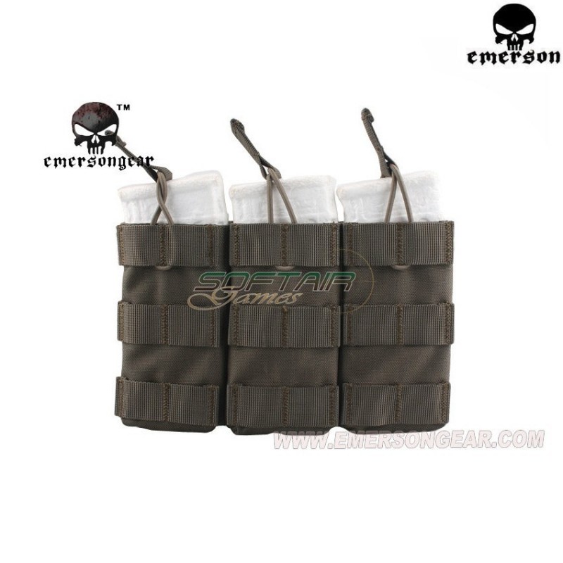 Triple 5.56 Open Top Magazine Pouch Foliage Green Emerson (em6355fg)