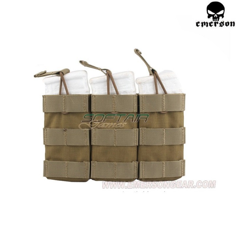 Triple 5.56 Open Top Magazine Pouch Khaki Emerson (em6355kh)