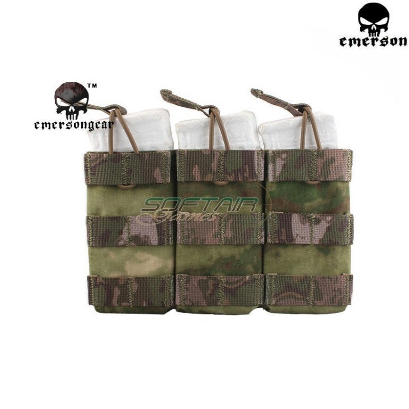 Triple 5.56 Open Top Magazine Pouch Atacs Foliage Green Emerson (em6355atfg)
