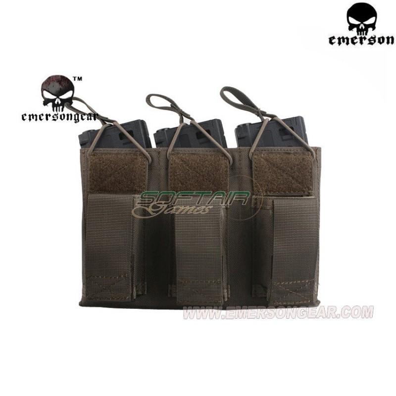 Triple 5.56 & Pistol Open Top Magazine Pouch Foliage Green Emerson (em6363fg)