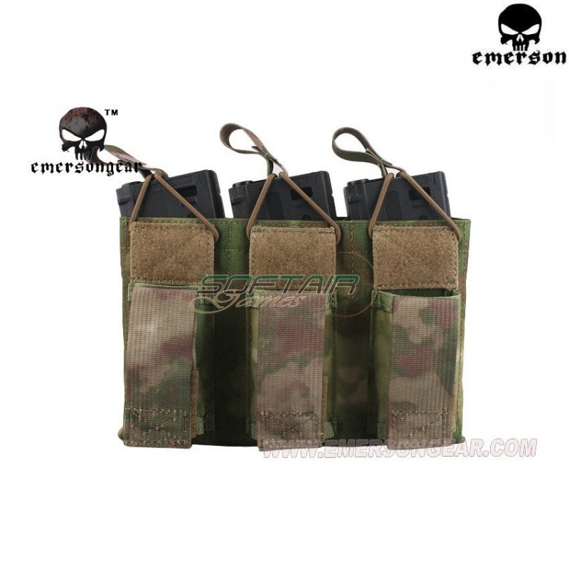 Triple 5.56 & Pistol Open Top Magazine Pouch Atacs Foliage Green Emerson (em6363atfg)