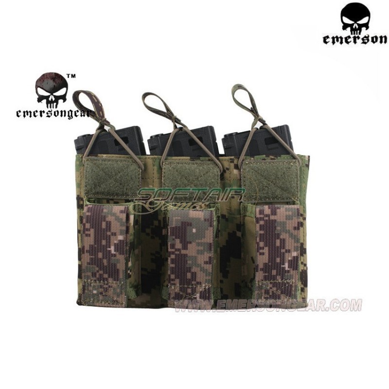 Triple 5.56 & Pistol Open Top Magazine Pouch Aor2 Emerson (em6363aor2)