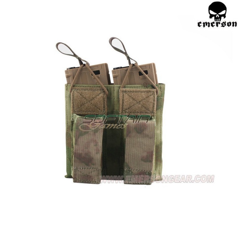 Double 5.56 & Pistol Open Top Magazine Pouch Atacs Foliage Green Emerson (em6362atfg)