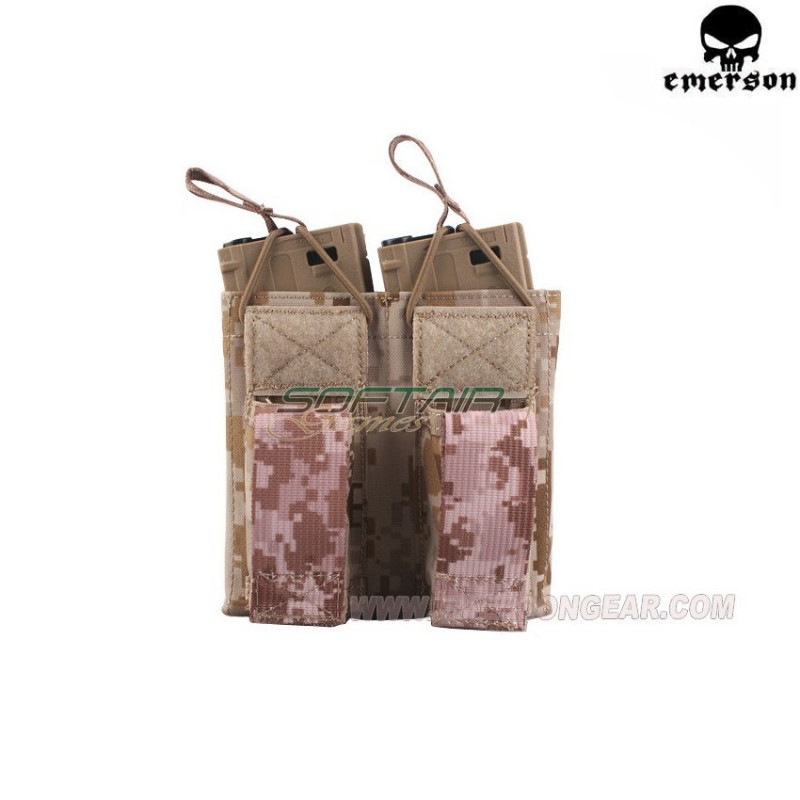 Double 5.56 & Pistol Open Top Magazine Pouch Aor1 Emerson (em6362aor1)