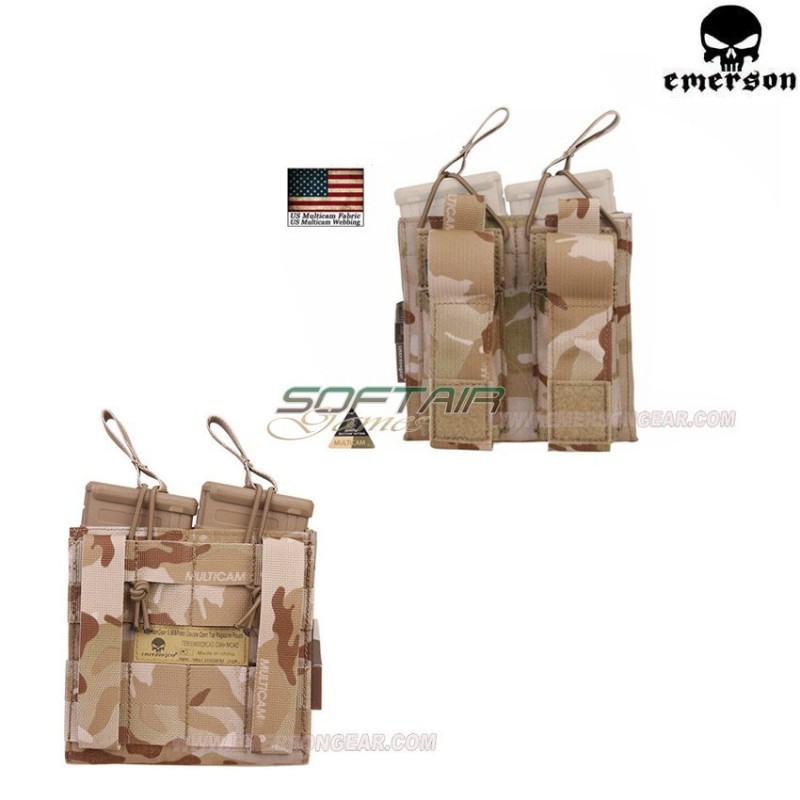 Tasca Doppia 5.56 & Pistol Open Top Multicam® Arid Genuine Usa Emerson (em6362mcad)