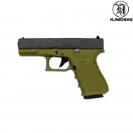 Gbb Gas Pistol G23 Od Frame & Black Metal Slide Kjworks (kjw-206012)