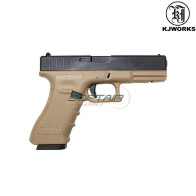 Pistola A Gas G17 Frame Dark Earth & Carrello Metallo Black Kjworks (kjw-450007)