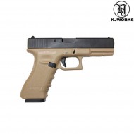 Pistola A Gas G17 Frame Dark Earth & Carrello Metallo Black Kjworks (kjw-450007)