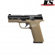 Gas Pistol Alpha Dark Earth Frame & Black Slide Leopard Eye Ics (ics-ble-001-sd3)