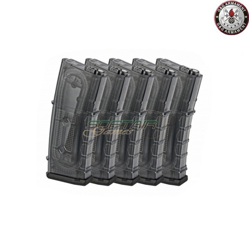 Set 5 Mid-cap Magazines Tainted 105bb Per M4/m16 G&g (gg-08151) Set 5 Mid-cap Magazines Tainted 105bb Per M4/m16 G&g (gg-08151)