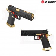 Pistola A Gas Hi-capa Full Black Carrello & Black Frame & Gold Barrel Gbb Armorer Works (aw-110518)