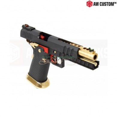 Pistola A Gas Hi-capa Full Black Carrello & Black Frame & Gold Barrel Gbb Armorer Works (AW-HX2002)