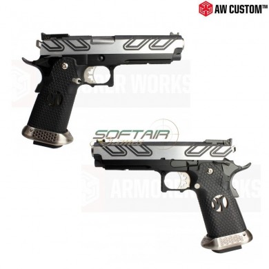 Pistola A Gas Hi-capa Custom Hx23 Silver Carrello & Black Frame Gbb Armorer Works (aw-hx2301)