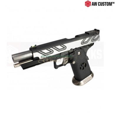 Pistola A Gas Hi-capa Custom Hx23 Silver Carrello & Black Frame Gbb Armorer Works (aw-hx2301)