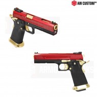 Pistola A Gas Hi-capa Full Red Carrello & Black Frame & Gold Barrel Gbb Armorer Works (aw-110506)