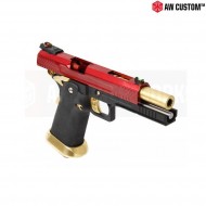 Pistola A Gas Hi-capa Full Red Carrello & Black Frame & Gold Barrel Gbb Armorer Works (aw-110506)