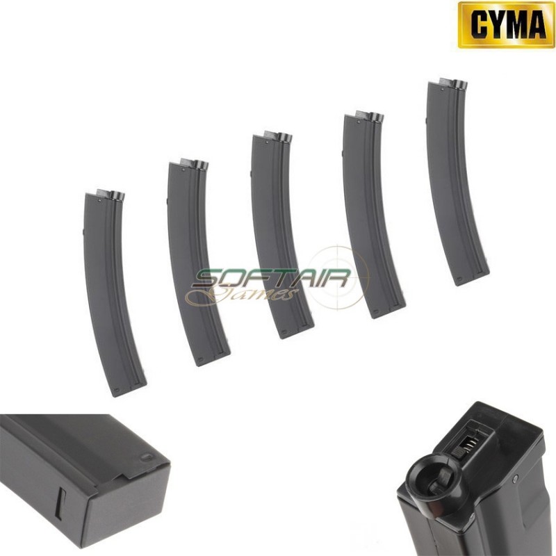 Set 5 Hi-cap Magazines 120bb Custom Black Per Ak Cyma (cm-120mag-set-mp5)