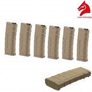Set 6 Mid-caps Magazines Milsim 30bb Tan For M4/m16 Lonex (gb-06-09)