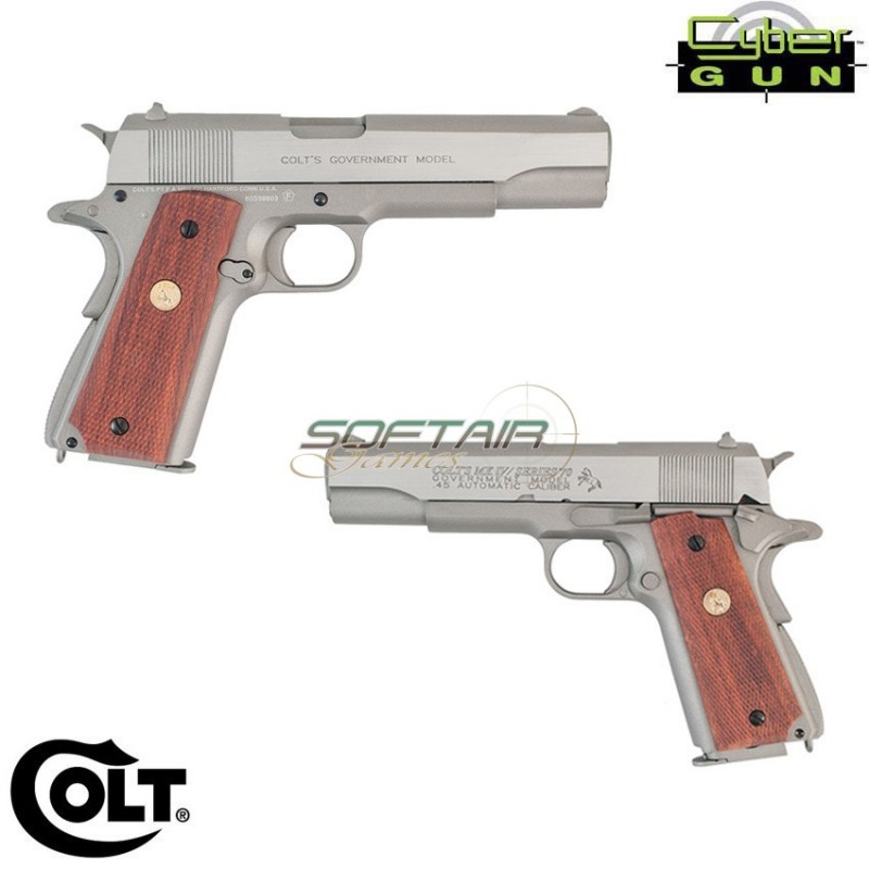 Co2 Colt Colt M1911 Mkiv Serie's 70 Silver Government Pistol Cybergun (180529) Co2 Colt Colt M1911 Mkiv Serie's 70 Silver Government Pistol Cybergun (180529)