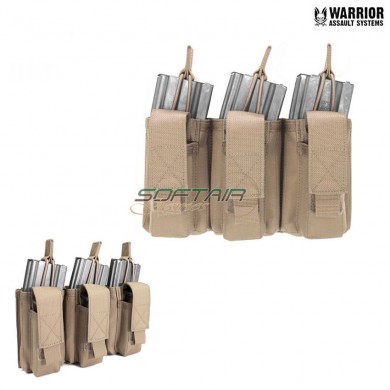 Triple Open 5.56mm & Triple 9mm Velcro Magazines Pouch Coyote Tan Warrior Assault Systems (w-eo-tmop-tp-ct)