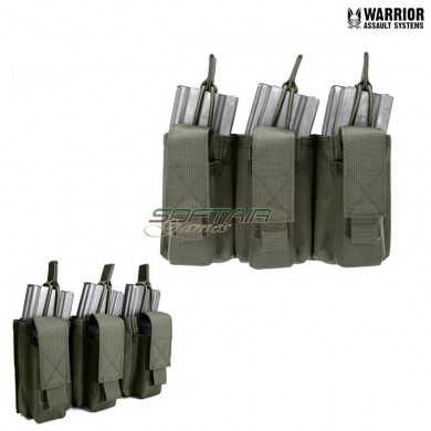 Triple Open 5.56mm & Triple 9mm Velcro Magazines Pouch Olive Drab Warrior Assault Systems (w-eo-tmop-tp-od)