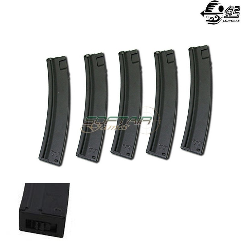 Set 5 Caricatori Mp5 250bb Metallo Black Jing Gong (jg-mp5-250-set5)
