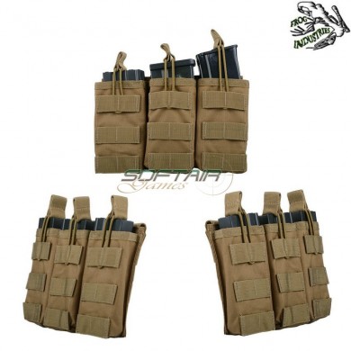 Triple Open Top Pouch Coyote For Magazines Ak/g36/m4 Frog Industries® (fi-007954-ct)