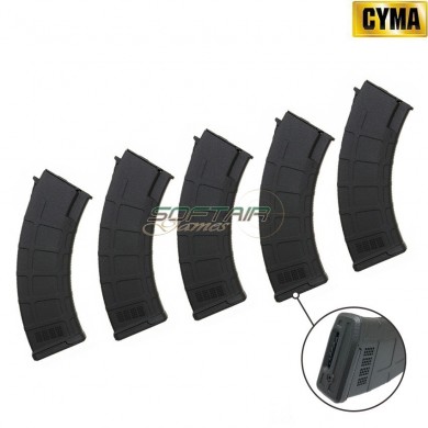 Set 5 Hi-cap Magazines 500bb Custom Black Per Ak Cyma (cm-500mag-set-ak)