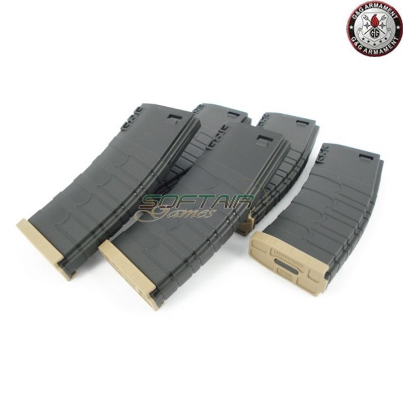 Set 5 Mid-cap Magazines M4 120bb Black & Tan G&g (gg-08126)
