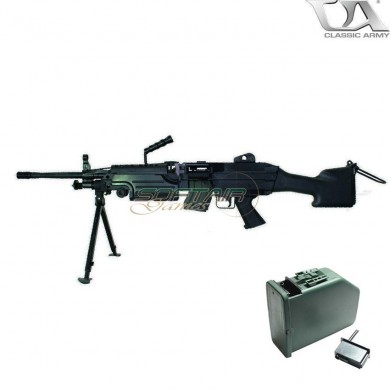 Electric Machine Gun M249 Mk2 Black Fixed Stock With Drum Magazine Classic Army (ca-005m-dm)