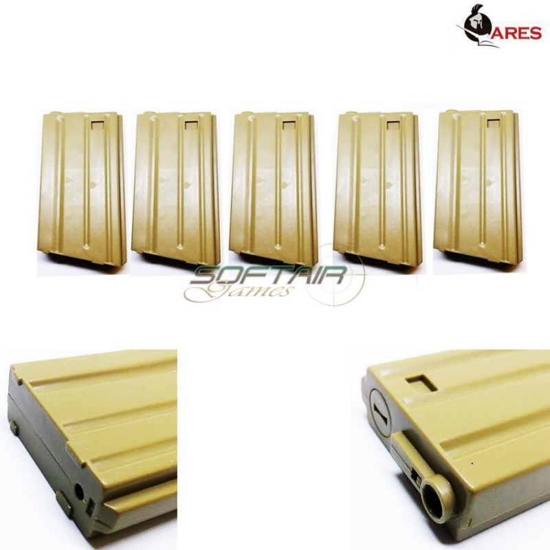 Set 5 Caricatori Monofilari M4/m16 Short 20bb Dark Earth Ares (ar-mag-b-001-de)