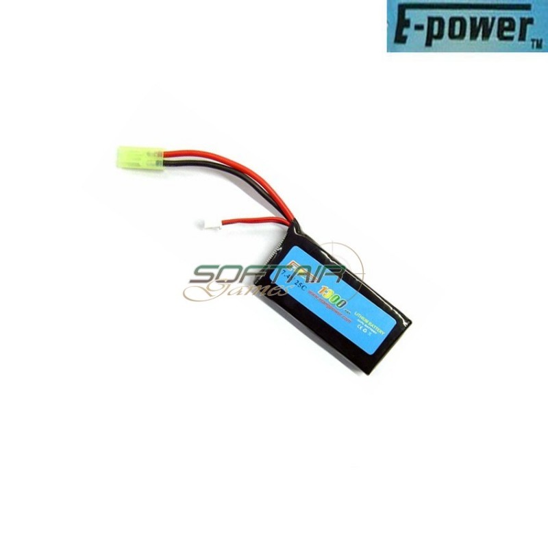 Lipo Battery Mini Tamiya Connector 7.4v X 1300mah 25c Peq Type E-power (ep-7.4x1300)